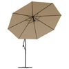 vidaXL Parasol de jardin en porte-&agrave;-faux et lumi&egrave;res LED m&acirc;t en m&eacute;tal