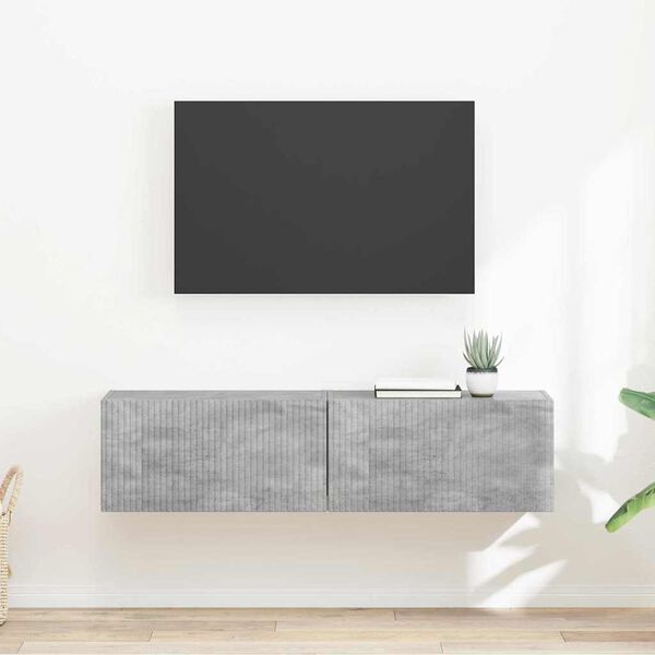 vidaXL Meuble TV mural 2 pcs B&eacute;ton 60 x 31 x 29.5 cm Bois d'ing&eacute;nierie