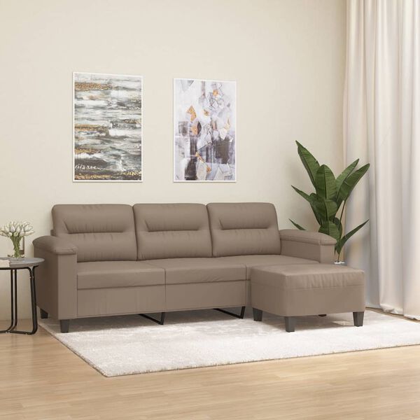 vidaXL Canap&eacute; &agrave; 3 places avec repose-pieds Cappuccino 180cm Similicuir