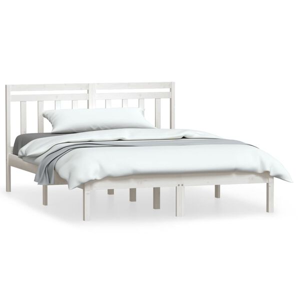 vidaXL Cadre de lit sans matelas blanc bois massif 140x190 cm