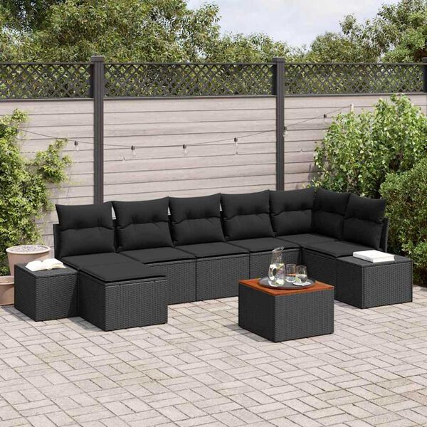 vidaXL Ensemble de canap&eacute; de jardin 8 pcs Noir