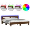 vidaXL Cadre de lit avec LED sans matelas ch&ecirc;ne marron 200x200 cm