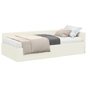 vidaXL Cadre de lit d'angle avec matelas 2 pc Cr&egrave;me 80 x 200 cm