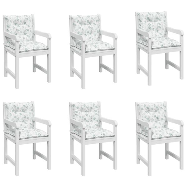 vidaXL Coussins de chaise &agrave; dossier bas lot de 6 mod&egrave;le de feuille