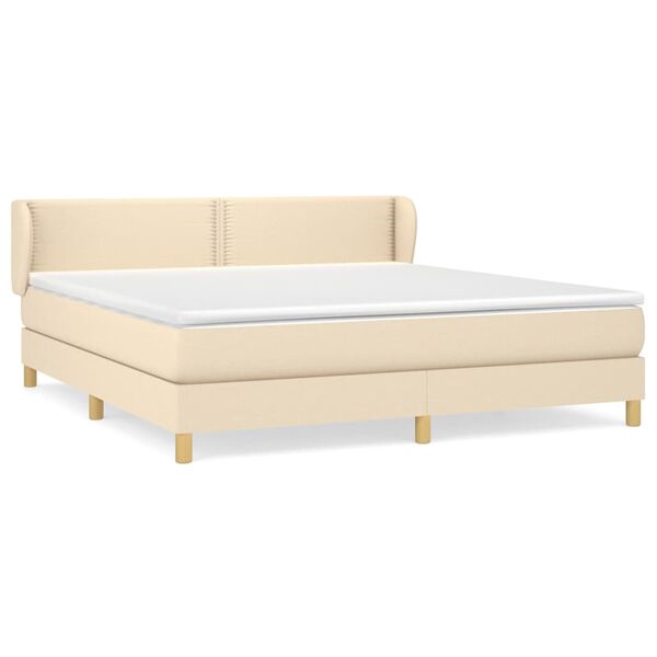 vidaXL Sommier &agrave; lattes de lit avec matelas Cr&egrave;me 180x200 cm Tissu