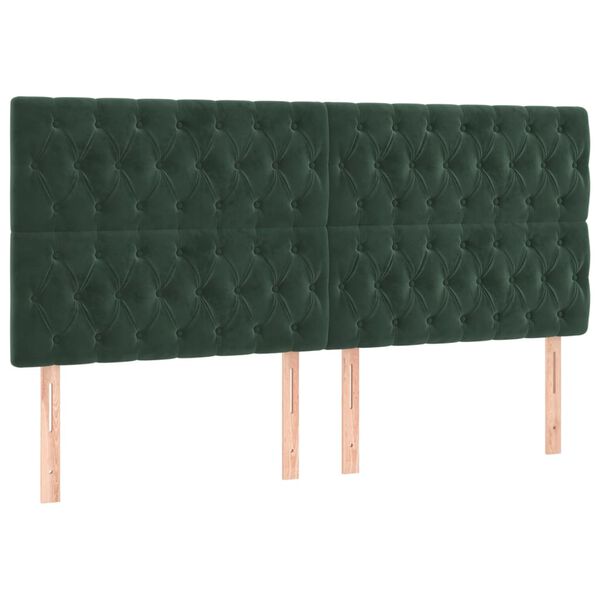 vidaXL T&ecirc;te de lit &agrave; LED Vert fonc&eacute; 200x7x118/128 cm Velours