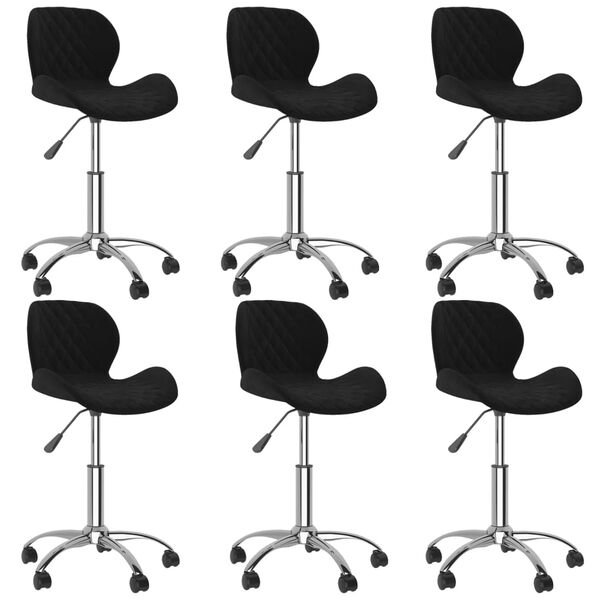 vidaXL Chaises pivotantes &agrave; manger lot de 6 Noir Velours