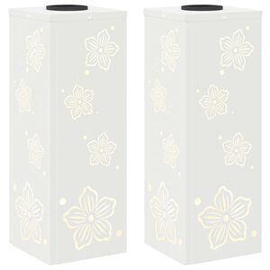 vidaXL Lumi&egrave;re de chemin LED solaire 2 pcs Blanc Acier lamin&eacute; &agrave; froid