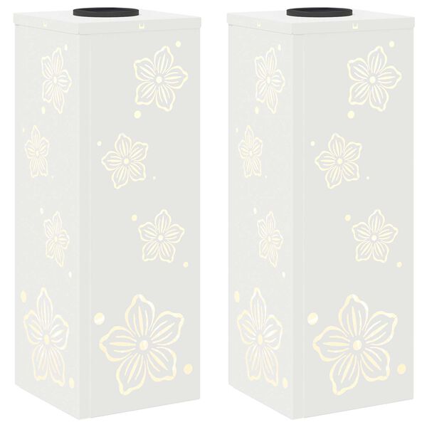 vidaXL Lumi&egrave;re de chemin LED solaire 2 pcs Blanc Acier lamin&eacute; &agrave; froid