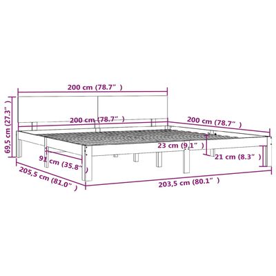 vidaXL Cadre de lit sans matelas bois massif de pin 200x200 cm