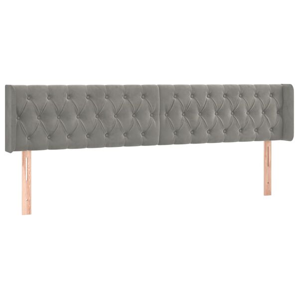 vidaXL T&ecirc;te de lit &agrave; LED Gris clair 203x16x78/88 cm Velours