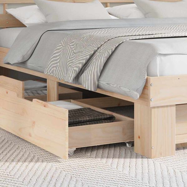 vidaXL Cadre de lit avec t&ecirc;te de lit Marron 200 x 200 cm Pin massif