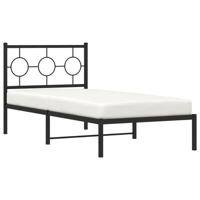 vidaXL Cadre de lit métal sans matelas avec tête de lit noir 90x190 cm