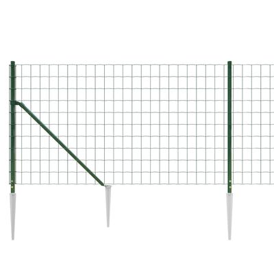 vidaXL Clôture en treillis métallique et piquet d'ancrage vert 0,8x10m