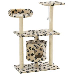 vidaXL Arbre à chat avec griffoir en sisal 95 cm Beige Motif de pattes