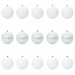 vidaXL Ensemble de Boules de Noël 15 pcs Blanc Plastique