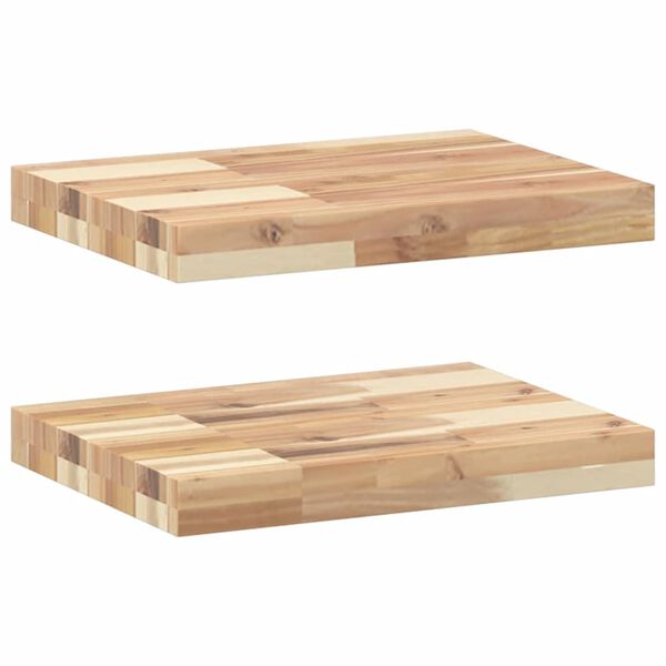 vidaXL &Eacute;tag&egrave;res flottantes 2 pcs 40x30x4 cm acacia massif non trait&eacute;