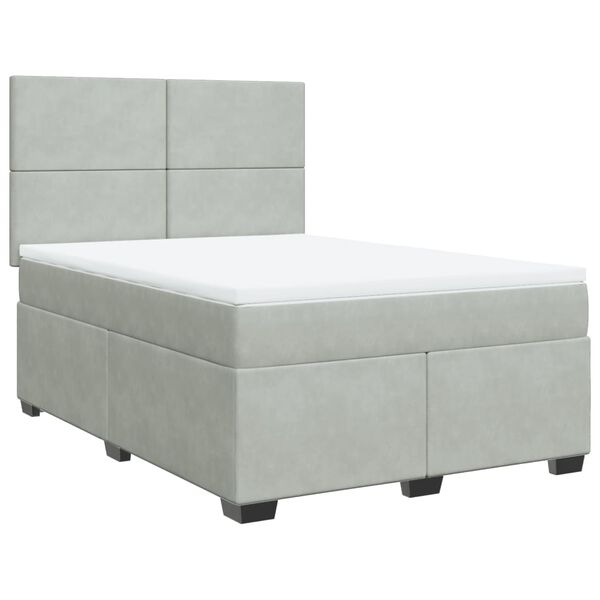 vidaXL Sommier &agrave; lattes de lit et matelas Gris clair 140x190cm Velours