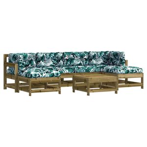 vidaXL Salon de jardin 7 pcs avec coussins bois de pin impr&eacute;gn&eacute;