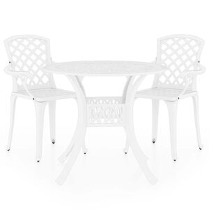 vidaXL Ensemble de bistro 3 pcs Aluminium coul&eacute; Blanc