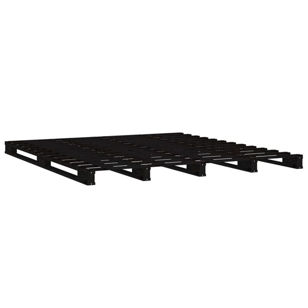 vidaXL Lit de palette sans matelas noir 140x190 cm bois massif