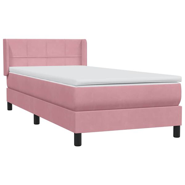 vidaXL Sommier &agrave; lattes de lit avec matelas rose 80x220 cm velours