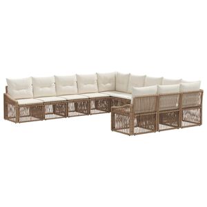 vidaXL Ensemble de canap&eacute; de jardin 11 pc Beige polyrotin