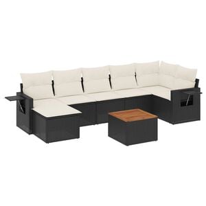 vidaXL Salon de jardin 8 pcs avec coussins noir r&eacute;sine tress&eacute;e