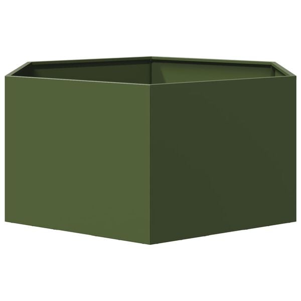 vidaXL Jardini&egrave;re vert olive hexagone 104x90x45 cm acier