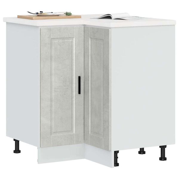 vidaXL Armoire d'angle de cuisine Porto gris b&eacute;ton bois d'ing&eacute;nierie