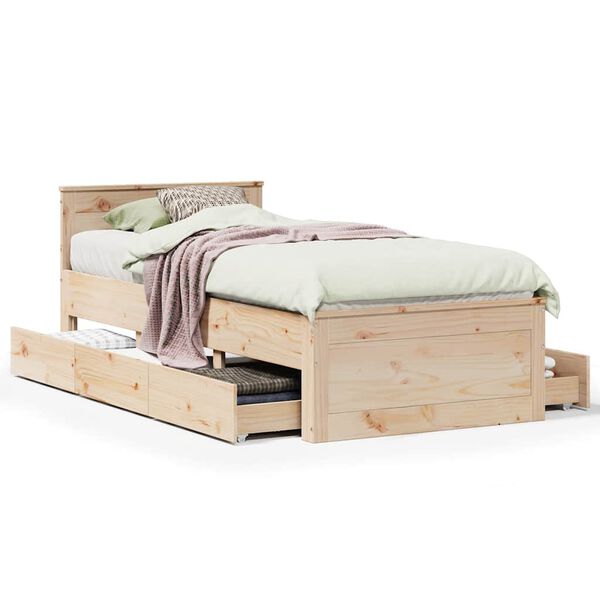 vidaXL Cadre de lit sans matelas avec tête de lit 75x190 cm pin massif