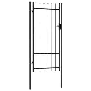 vidaXL Portillon simple porte avec dessus &agrave; pointe Acier 1x2 m Noir