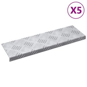 vidaXL Nez de marche Rectangulaire 5 pcs Argent&eacute; 60 x 18 cm Aluminium
