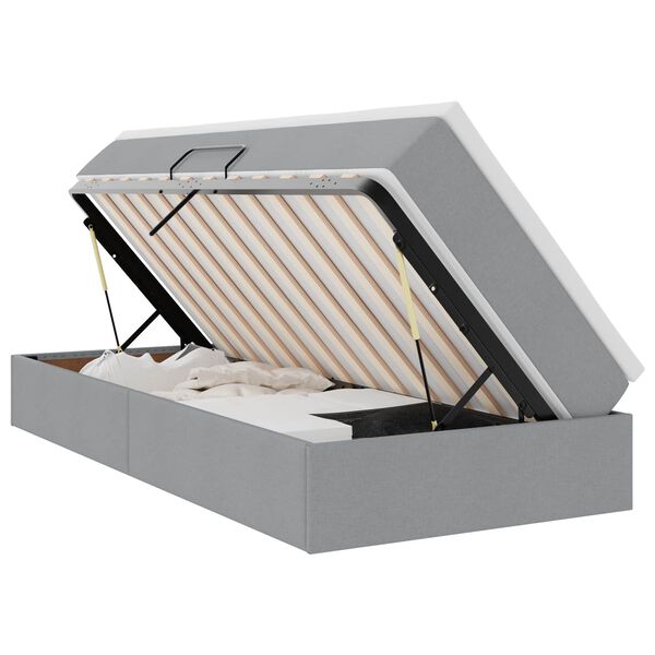 vidaXL Lit avec rangement et matelas Gris clair 90 x 200 cm Polyester