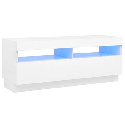 vidaXL Meuble TV avec lumières LED Blanc 100x35x40 cm