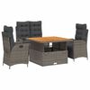 vidaXL Ensemble &agrave; manger jardin 4pcs et coussins Gris R&eacute;sine tress&eacute;e