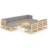 vidaXL Salon de jardin 11 pcs avec coussins Bois de pin massif