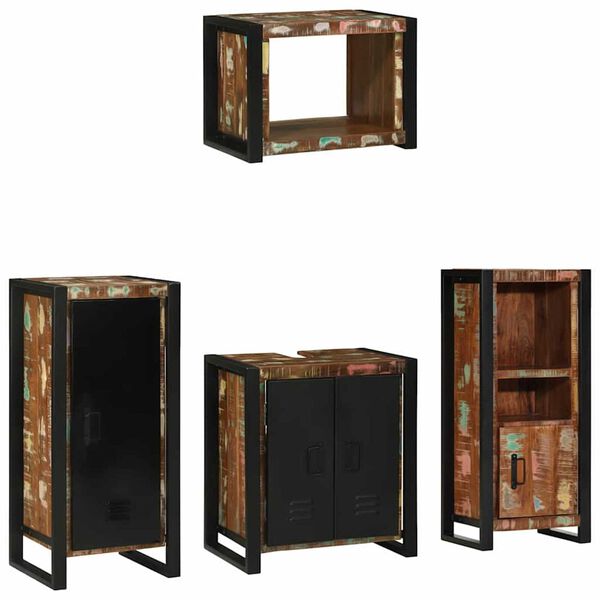 vidaXL Ensemble de mobilier de salle de bain 4 pcs Bois Recycl&eacute; Solide