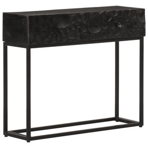 vidaXL Table console noir 90x30x76 cm bois massif de manguier et fer