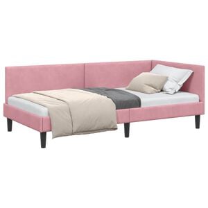 vidaXL Cadre de lit d'angle Rose 90 cm x 190 cm Velours