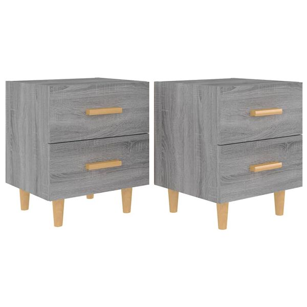 vidaXL Tables de chevet 2 pcs Sonoma gris 40x35x47,5 cm