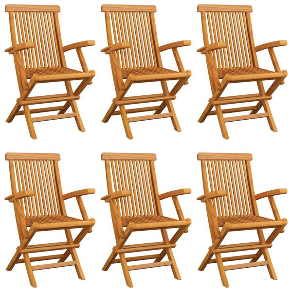 vidaXL Chaises de jardin avec coussins vert vif lot de 6 Bois teck