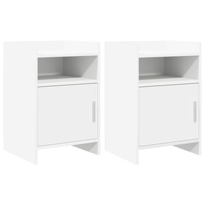 vidaXL Tables de chevet 2 pcs Blanc 40 x 36 x 60 cm Bois d'ing&eacute;nierie