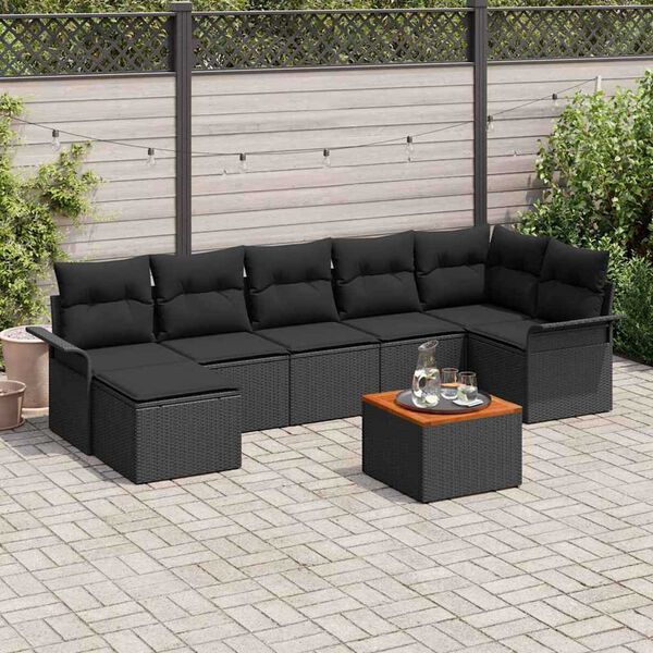 vidaXL Ensemble de canap&eacute; de jardin avec coussin 8 pcs Noir