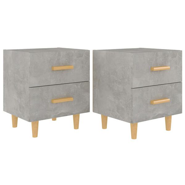 vidaXL Tables de chevet 2 pcs Gris b&eacute;ton 40x35x47,5 cm
