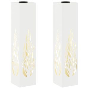 vidaXL Lumi&egrave;re de chemin LED solaire 2 pc Blanc chaud 18 x 18 x 80 cm