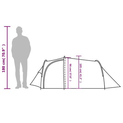 vidaXL Tente de camping tunnel 2 personnes orange imperméable