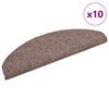 vidaXL Tapis d'escalier auto-adh&eacute;sifs 10 pi&egrave;ces 65 x 21 x 4 cm Marron clair Demi-rond Grand