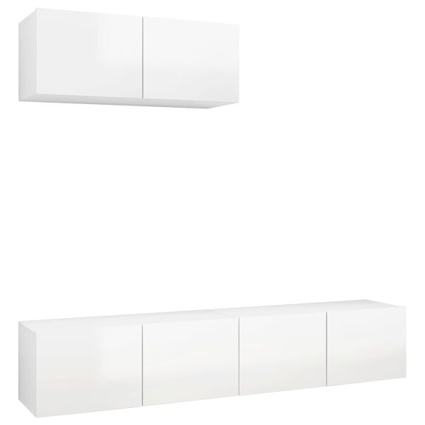 vidaXL Meubles TV 3 pcs Blanc brillant Bois d'ing&eacute;nierie