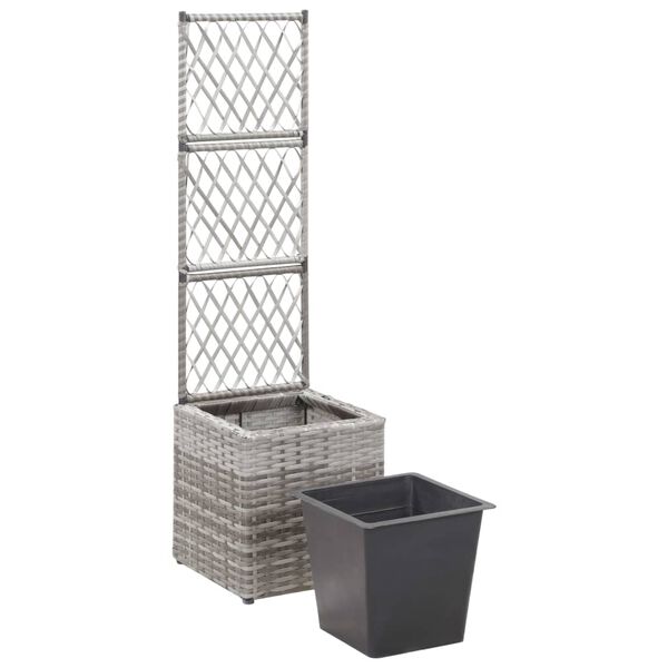 vidaXL Lit surélevé en treillis 1 pot 30x30x107 cm Résine tressée Gris